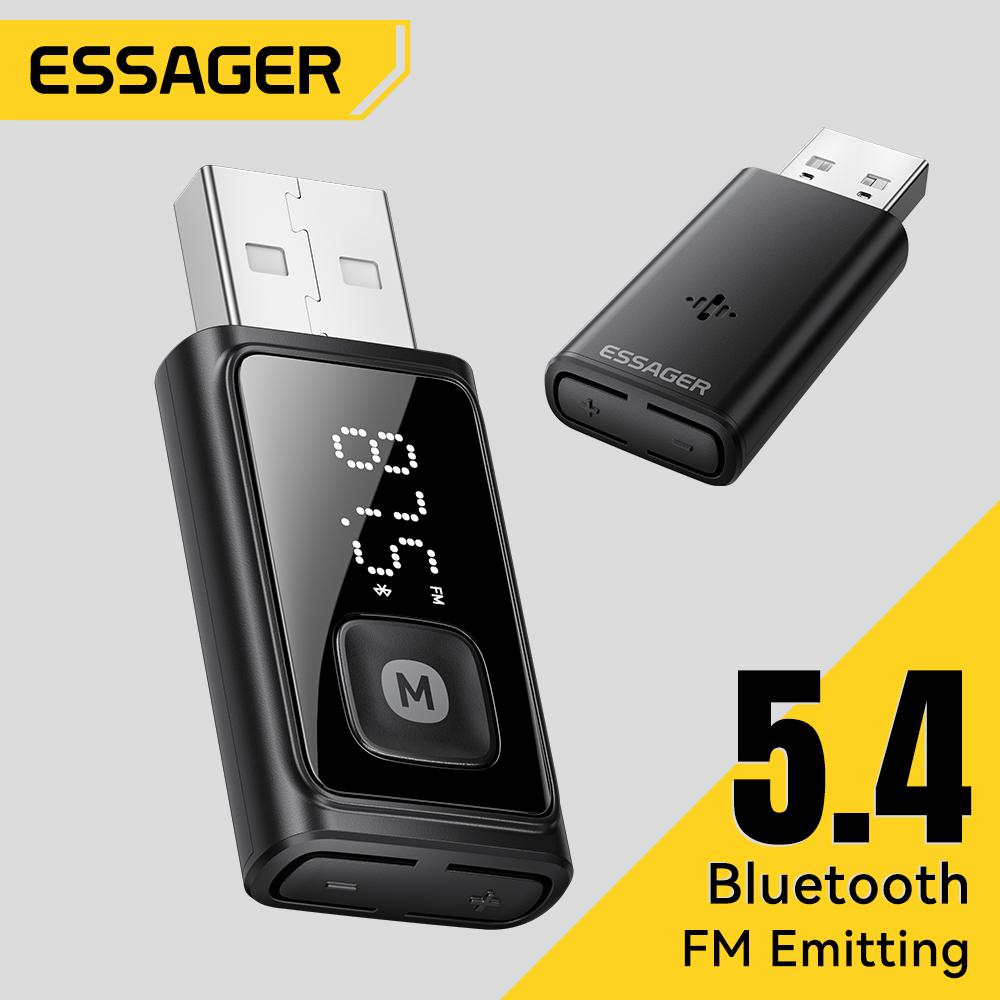 Essager Bluetooth 5.4 Car Adapter Wireless FM Transmitter with Auto On Off Hands-Free Call Hi-Fi Music Audio Receiver for Cars