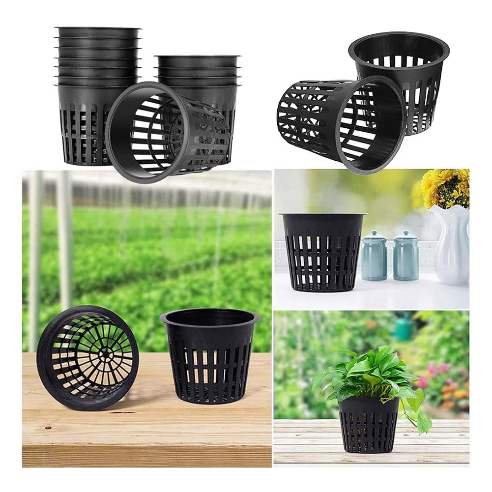 J1UL1N 50Pcs Plant Grow Pots Net Nursery Cup Hydroponic Colonization Mesh Plastic Basket Holder Vegetable Planter