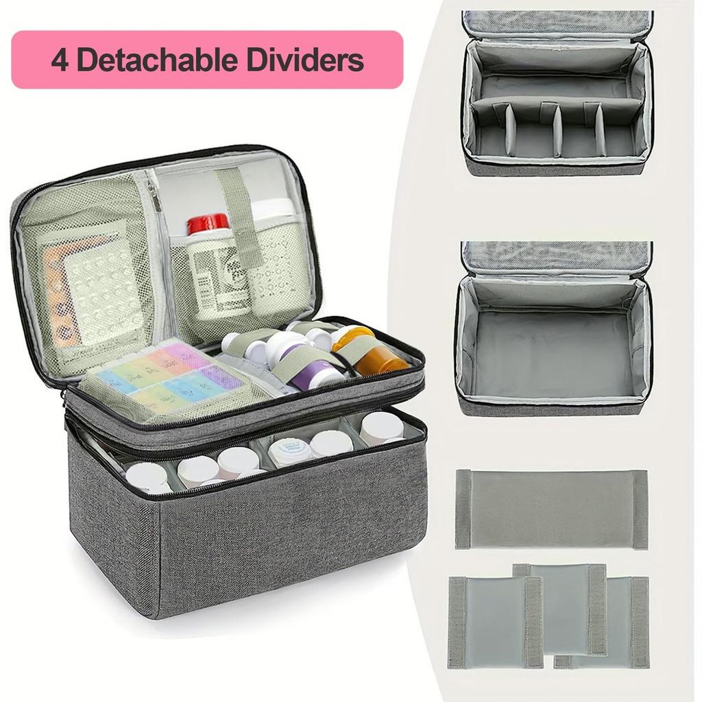 Clinical Storage Bag Waterproof Layered Compartments Elastic Mesh Pockets Portable Handle for Home Travel Office