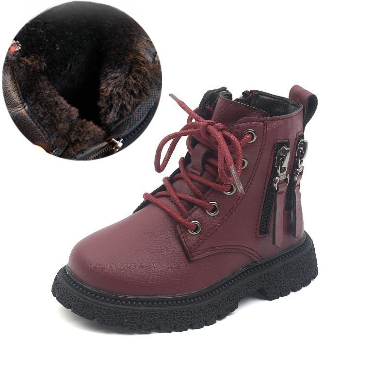 New Arrival Kids Winter Martin Boots British Style Boys Warm Leather Shoes Girls Cotton Fashion Ankle Boots