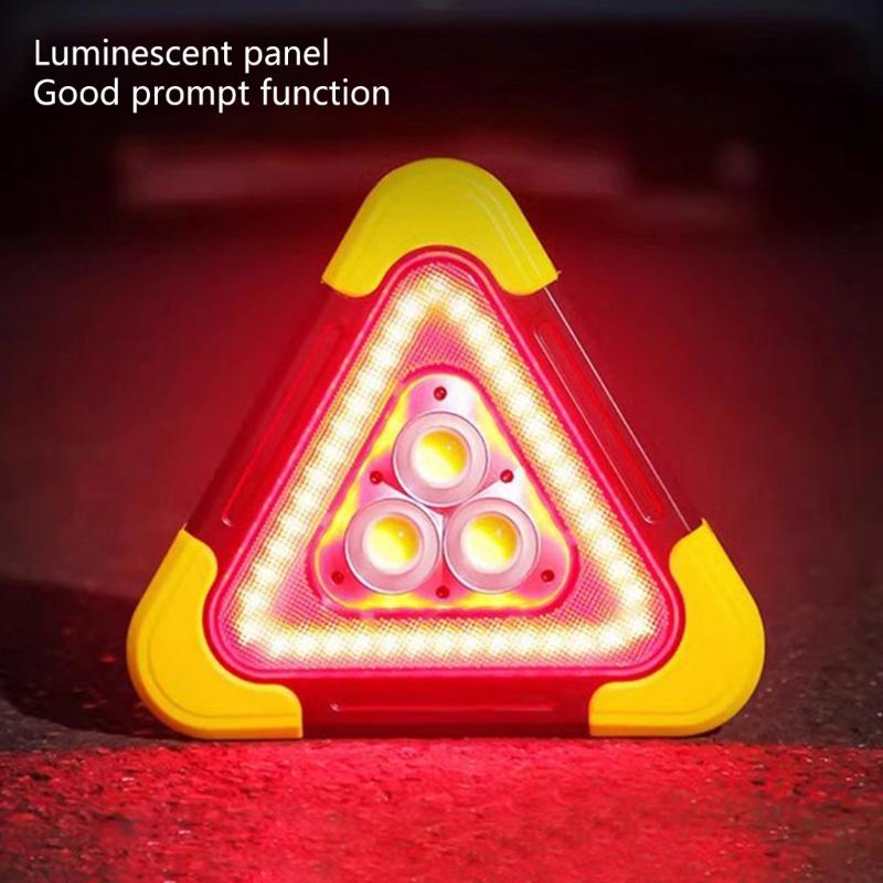Collapsible Emergency Light Up Triangular Signal Hazard Indicator For Vehicle Safety In Night And Bad Weather Conditions