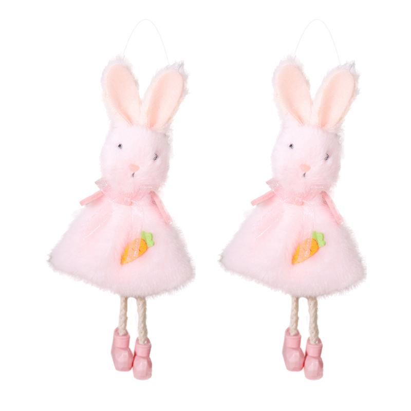 

2Pcs Easter Bunny Hanging Ornaments Spring Tree Hanging Bunny Ornaments Fabric Bunny Doll Ornament Bunny Bee Doll Hanging Gift рожевий