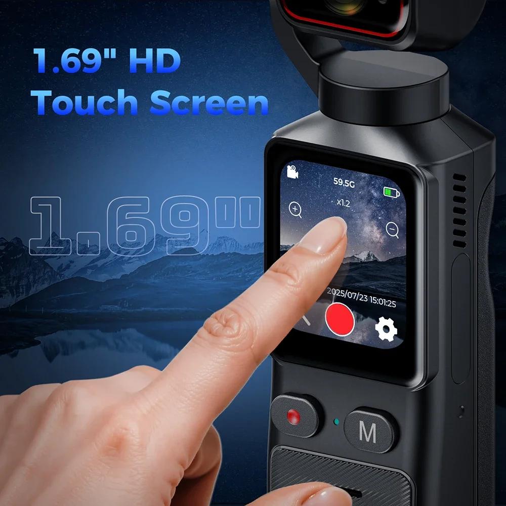 NEW 4K Touch Screen Portable MINI Vlog Camera Pocket Sports Camera with Gimbal Video Recording Handheld Stabilizer Body Camera