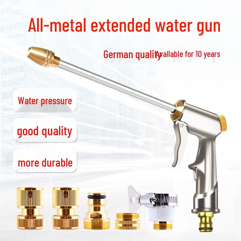All-Metal High-Pressure Car Wash Set with Hose, Water Gun, and Brush for Home Use and Car Wash Shops