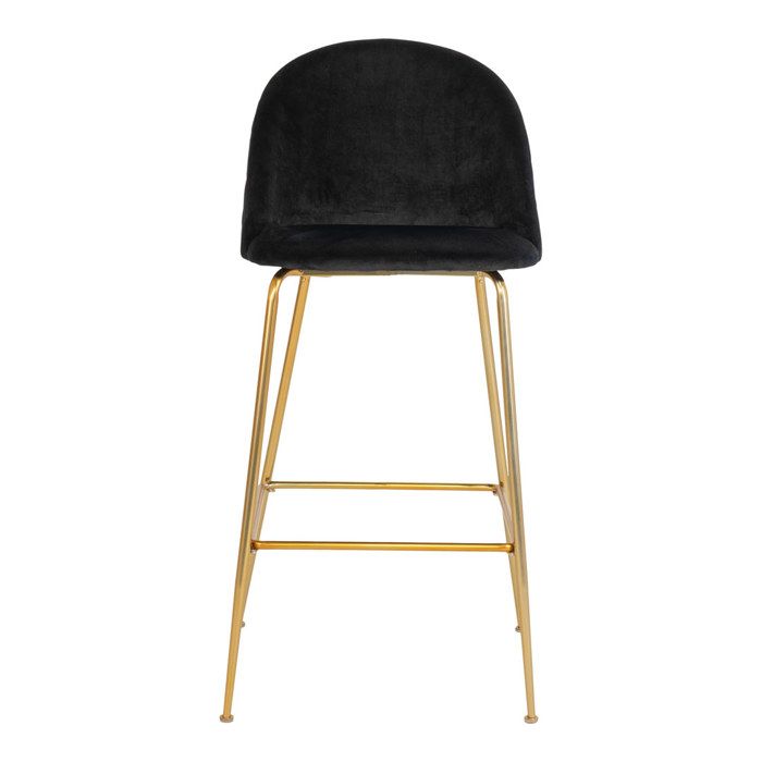 Lausanne Bar Stool, Black, Brass Look.