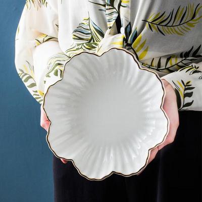 Ruijie Gold Rim Flower Ceramic Fruit Plate