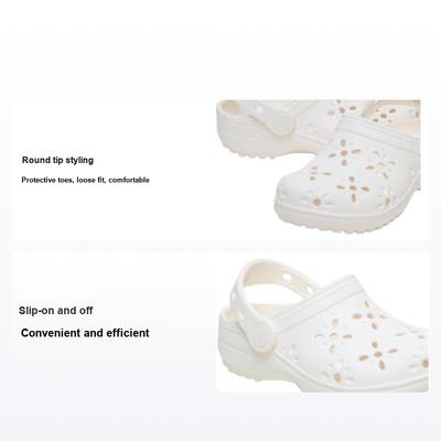 Classic Clog Floral Cutout Comfortable Slip-Resistant Durable Low-Top Walker Shoes Baby Shoes White 210944-0WV