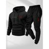 Letter Printed Sportswear Set Men's Hooded Sweatshirt Long Pants Set Spring and Autumn Winter Warm Suit