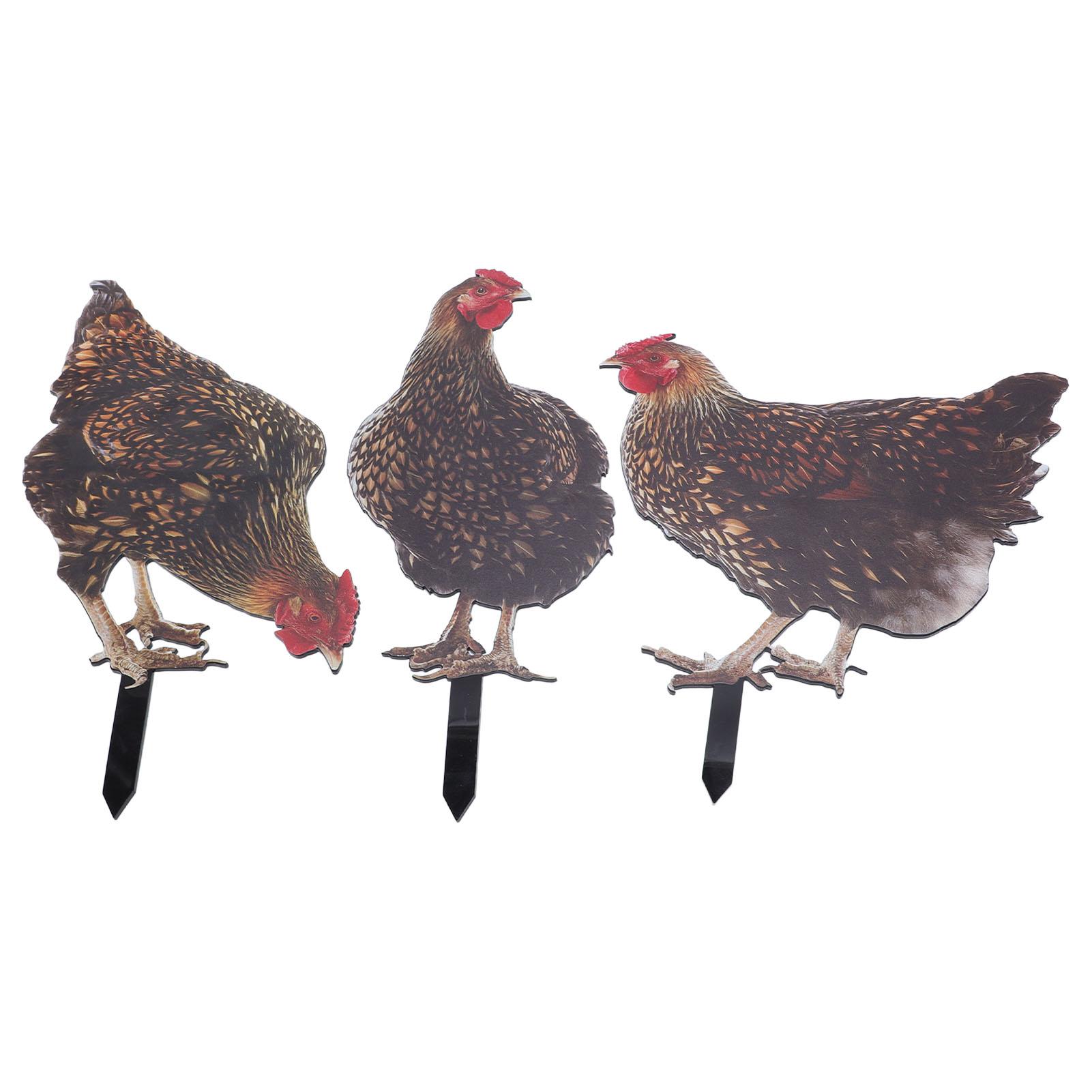 

3Pcs Rooster Garden Stake Acrylic Colorful Lifelike Weather Proof Chicken Yard Stake Statue Decoration for Outdoor