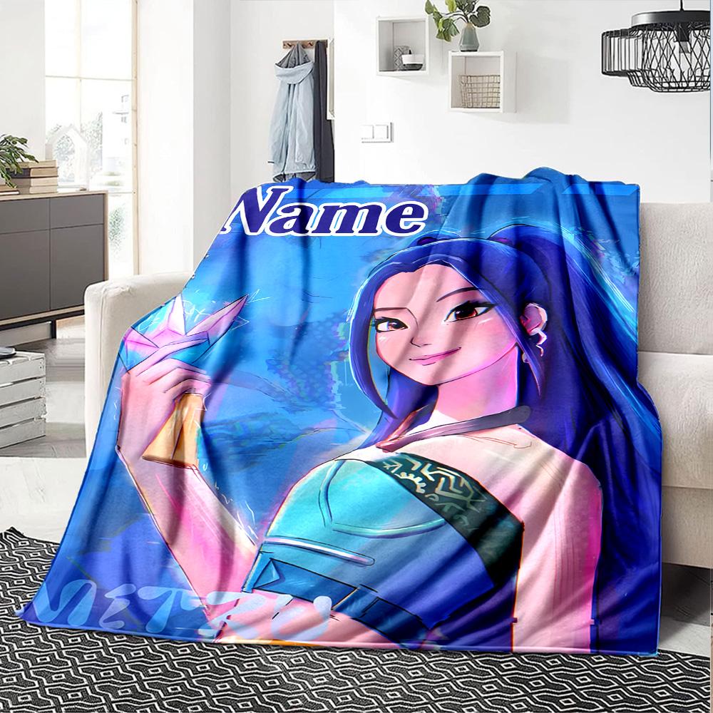Customizable KPop Demon Hunters51 Throw Blanket – Personalized Name, All-Season Cozy Snug Blanket, Machine Washable, Personalized Blanket