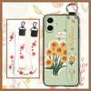 Durable Back Cover Phone Case For Samsung Galaxy A07 Flower Silicone Anti-knock Wrist Strap Shockproof Lanyard Anti-dust