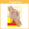Atemberaubendes Damenarmbanduhr aus Roségoldlegierung mit Diamantenbesatz, römisches Muster, Quarzwerk
