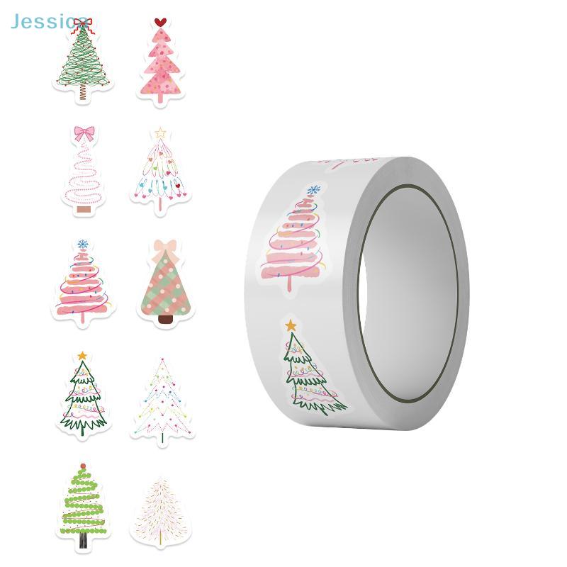 500Pcs/Roll Christmas Tree Decorative Stickers Christmas Gift Wrapping Label Sticker Reward Stickers Scrapbook Decals