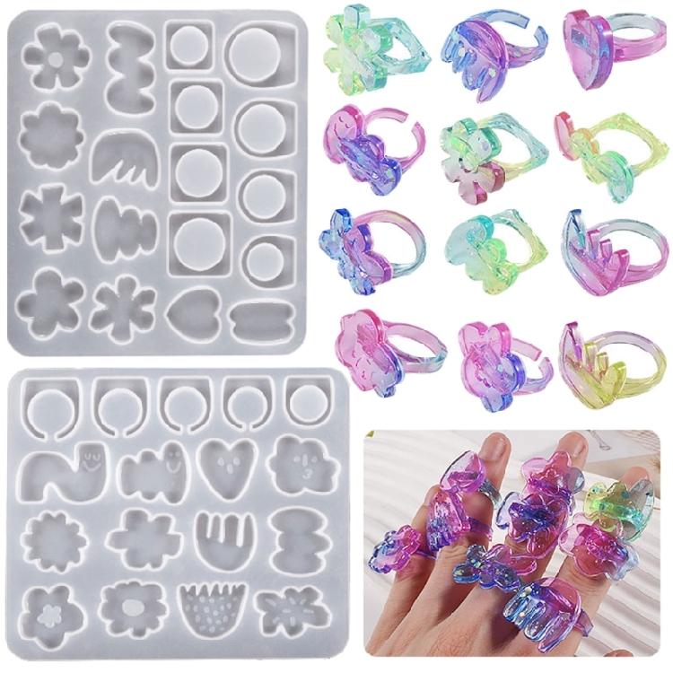 Flower Silicone Ring Molds with Different Sizes for DIY Crafts Jewelry Making