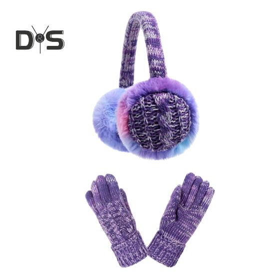 

2 шт./комплект детские зимние перчатки-наушники комплект толстые плюшевые складные защитные перчатки для ушей вязаные эластичные перчатки для детей 2-12 лет для активного отдыха на свежем воздухе фиолетовый
