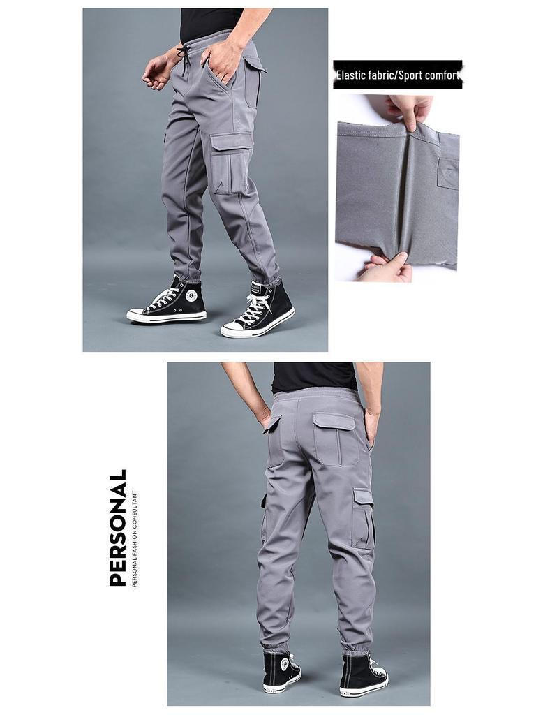 Men's Autumn/Winter Loose Overalls: Trendy, Plus-Size, Velvet-Lined, Thickened Casual Sports Pants