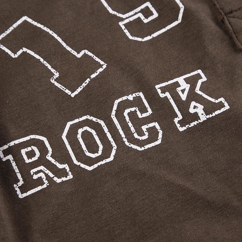 Vintage Top s potiskem písmen Dámský Retro Grunge Knoflíkový Véčkový výstřih Dlouhý rukáv Tričko Podzim Zima Základní Tričko Femme Oblečení