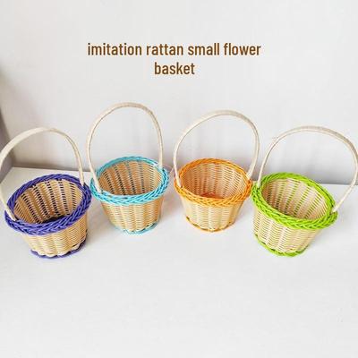 Handheld Flower Basket Cosmetic Organizer: Wicker Monster Storage Box & Cute Handbag Souvenir