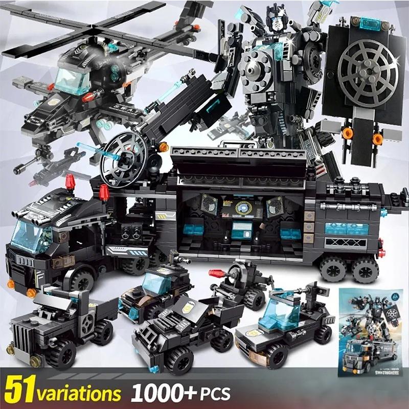 SWAT Mecha Building Blocks Robot Police Car Building Blocks Plane Building Blocks Children Toy Christmas Holiday Gift