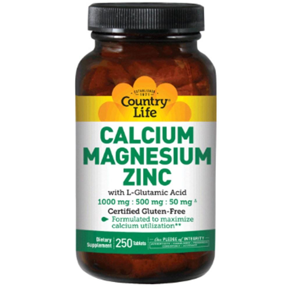 Country Life Vitamins with Calcium 1000 mg, Magnesium 500 mg, Zinc 50 mg, L-Glutamic Acid 100 mg Tablets