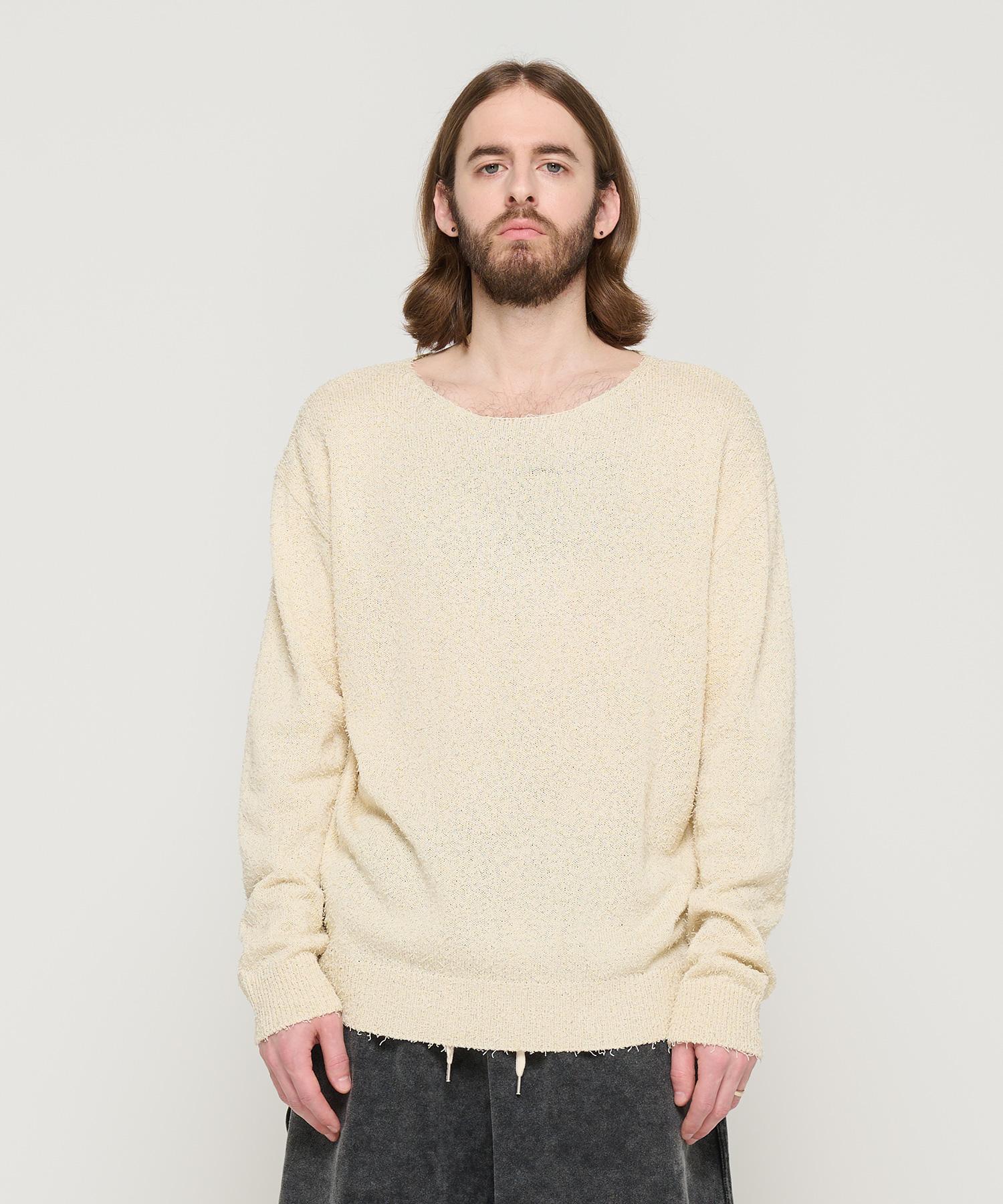 Cargo Bros Boucle Round Long Sleeve Knit (Ivory) Free