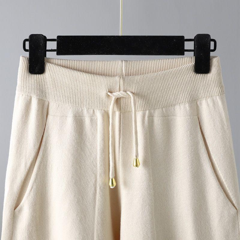 2025 Women's V-neck Knitted Sweater Sporty Two-Piece Set - European & American Autumn/Winter Fashion