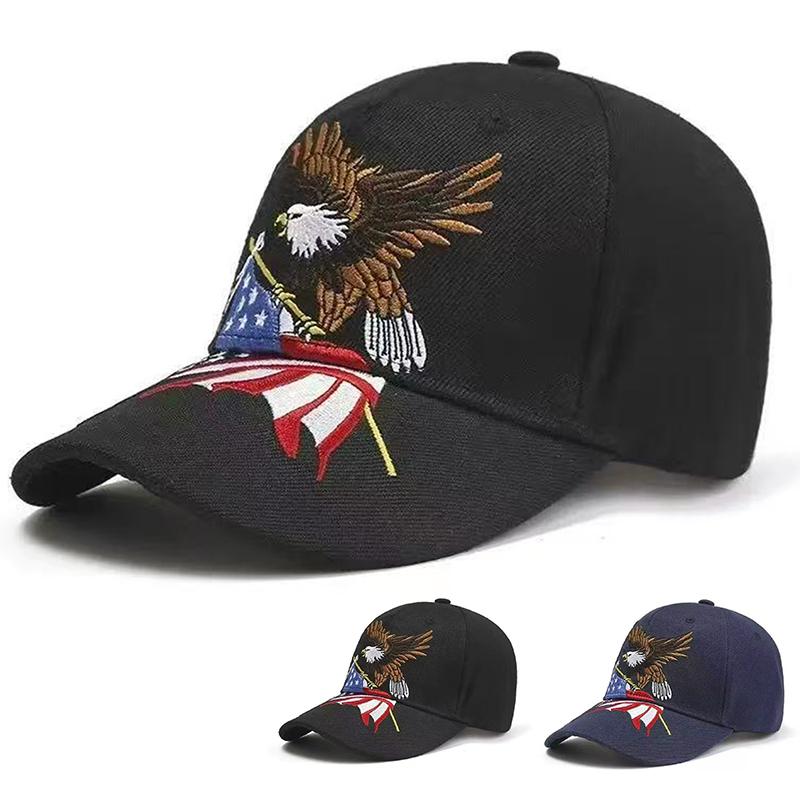 Men USA US Flag Eagle Embroidered Baseball Cap Outdoor Adjustable Sunscreen Leisure Hat Spring Autumn Travel Tourism Beach Vacation