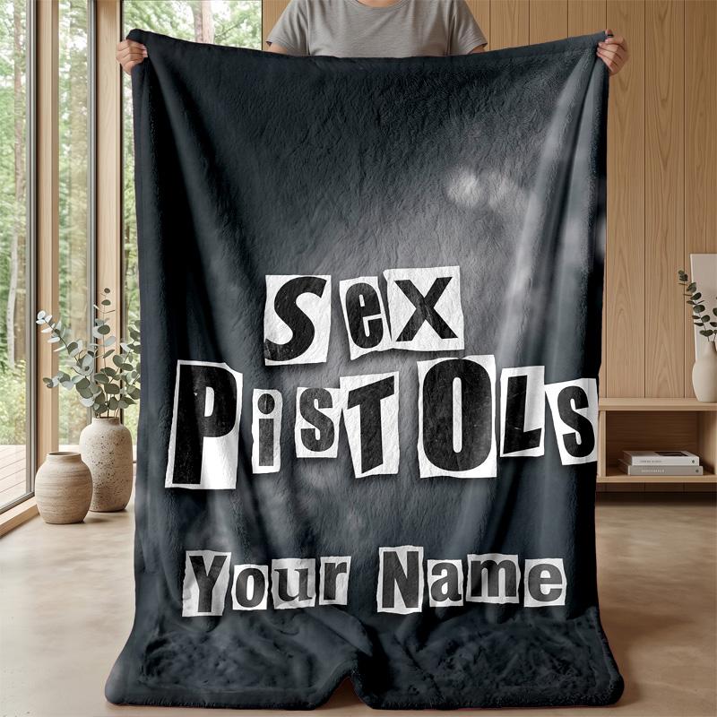 Sex Pistols Custom Flannel Throw Blanket Print Your Name Text Soft Warm Blanket Holiday Present