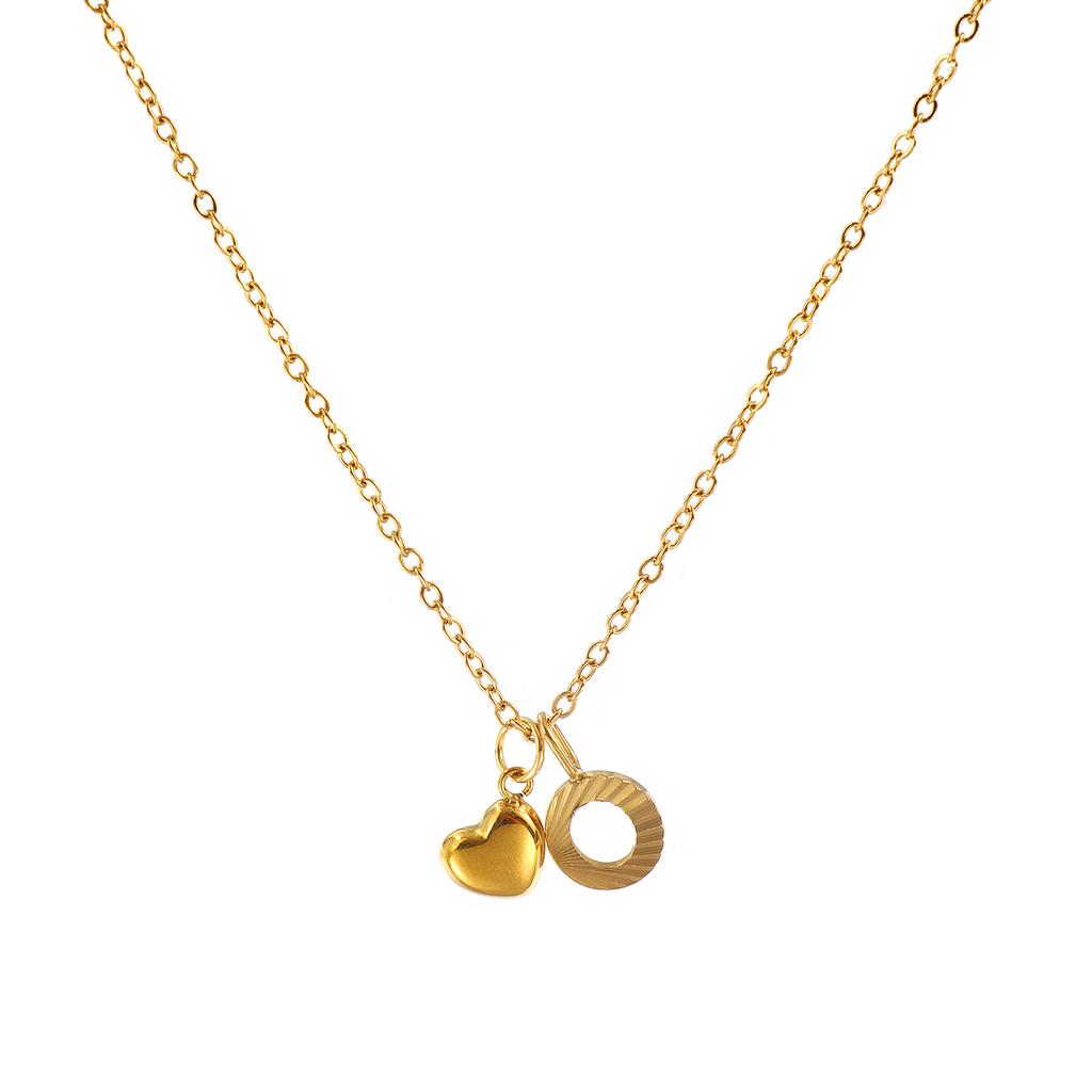 Doreen Box Gold Plated Heart Letter Pendant Necklace 304 Stainless Steel Chain Necklace For Women, Stylish Gift 45cm+ 5cm,1PC