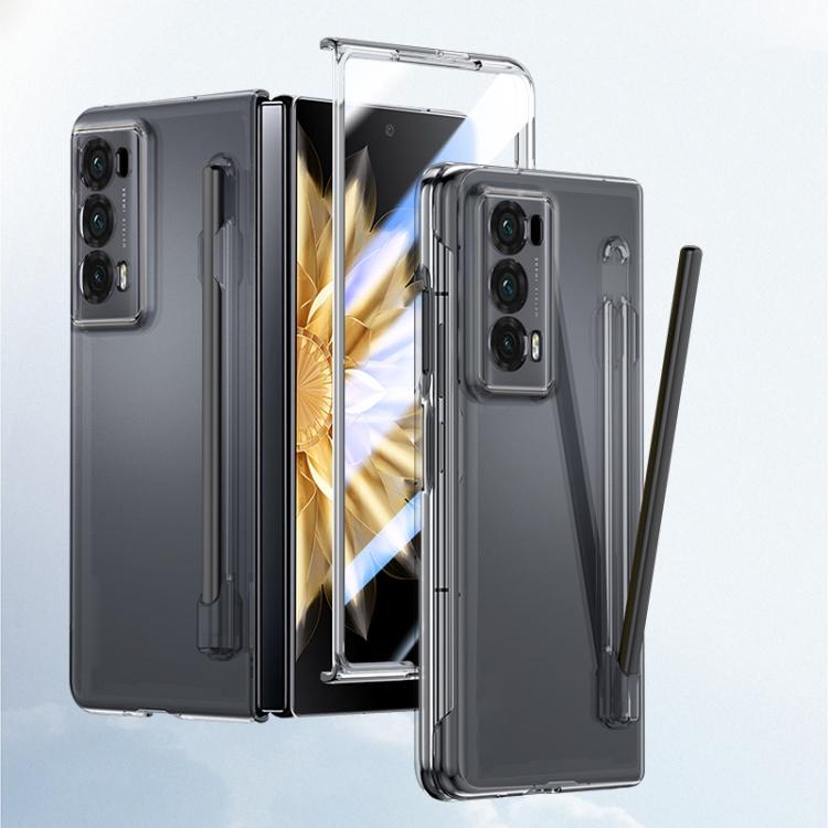

Integrated Skin Feel PC Phone Case with Pen / Pen Box For Honor Magic V2 прозорий