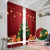 2pcs,2D plane printing Pattern Curtains Christmas Tree Gifts Snow (2) Versatile Fabric (without rod) Versatile All Ldeal for