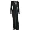Long Sleeve Ruched Sexy Maxi Dress For Women Gown Fashion Skew Collar Draped Thigh High Split Club Long Dress