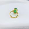 Elegant Green Chalcedony Agate Ring - Adjustable National Style Jewelry for Women