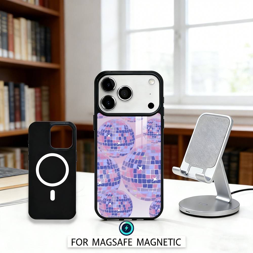 

D-Disco Ball Art Phone Case For iPhone17,16,15,14,13,12,Pro,Max,Magnetic For Magsafe Wireless Charging iPhone15PROMAX