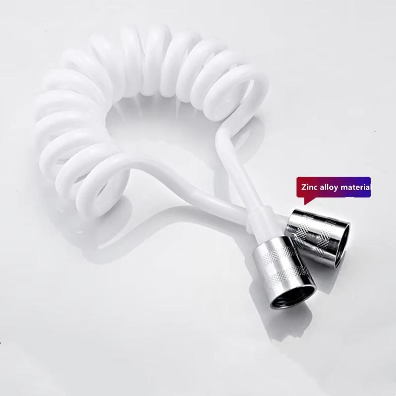 Universal Flexible Shower Hose with Spring Extension Hand Sprayer Pipe Connector for Bathroom Toilet Bidet - Durable Spring Tube