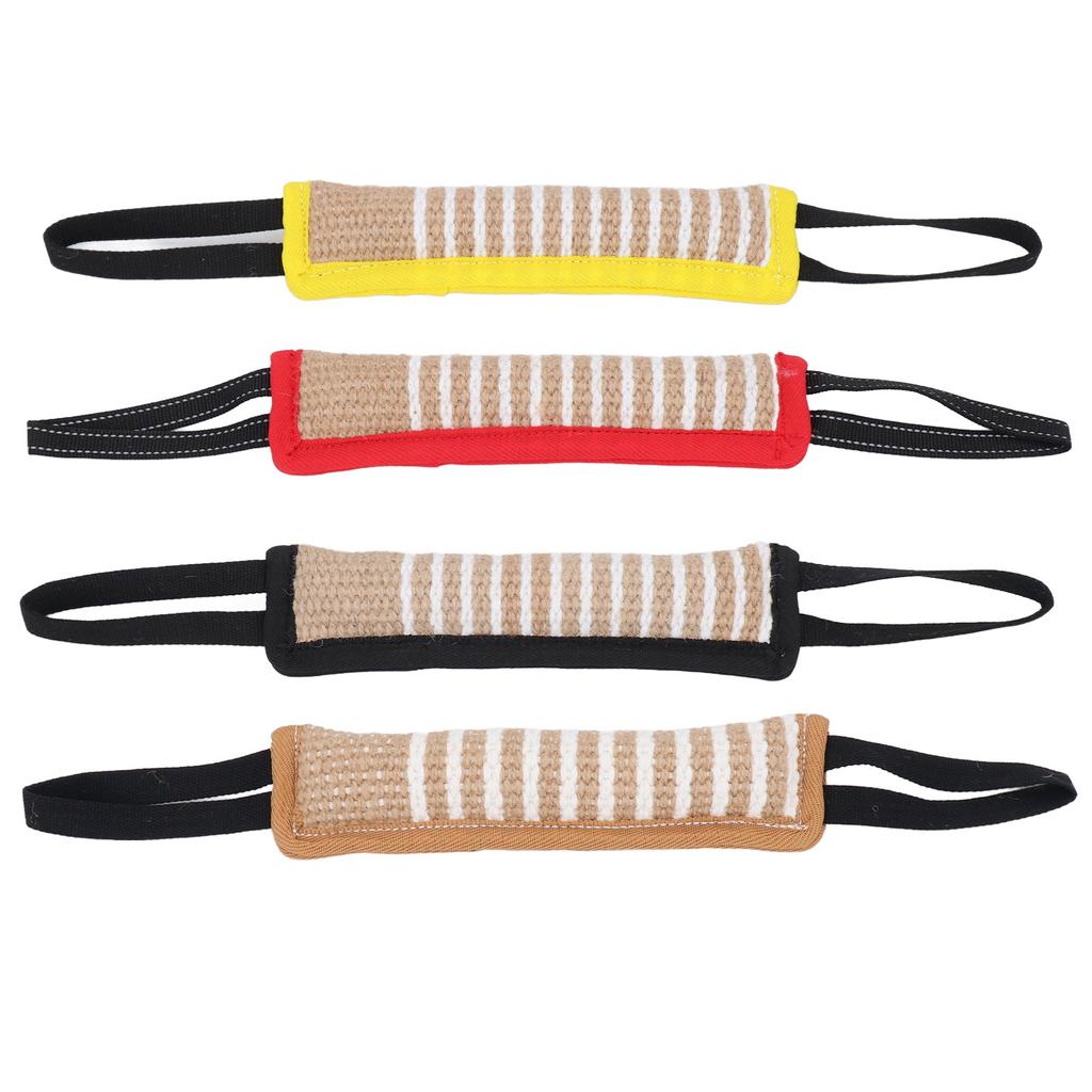 Dog Bite Pillow Tear Resistant Linen Interactive Puppy Training Tug Toy with Reflective Handle for M
