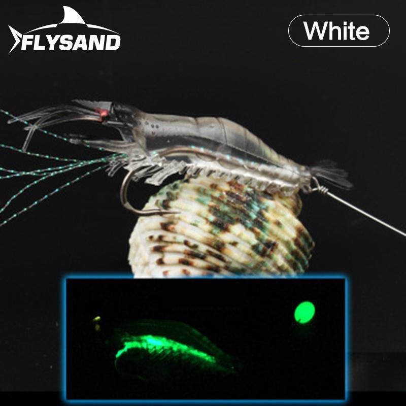 Garnelenköder mit Haken Leuchtende Weiche Angelköder Garnelenköder Silikon Lockmittel Tackle Köder FlySand Angelwerkzeug