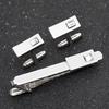 Stylish French Men's Geometric Cufflinks and Tie Clip Set