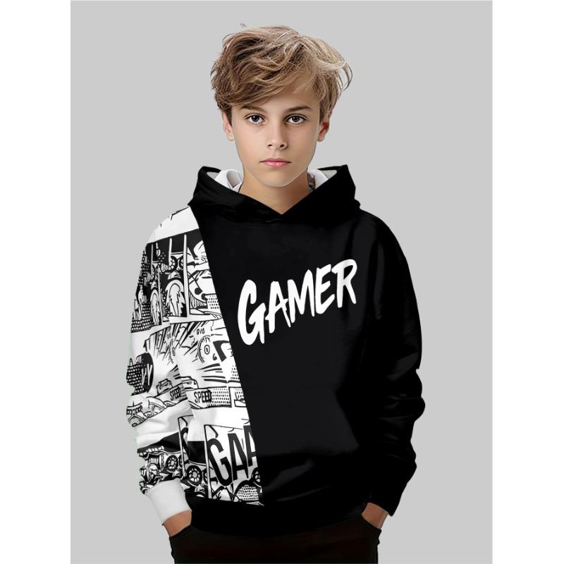 Autumn 3D Printed Hoodies Fashionable Casual Sports Long Sleeved Children's Boy Hooded Sweatshirts
