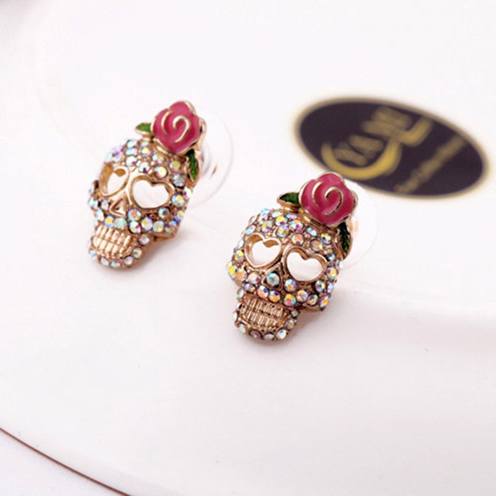 Kolczyki Mikro-zestaw Osobowość Czaszka Róży Halloween, Kolczyki Przesadne