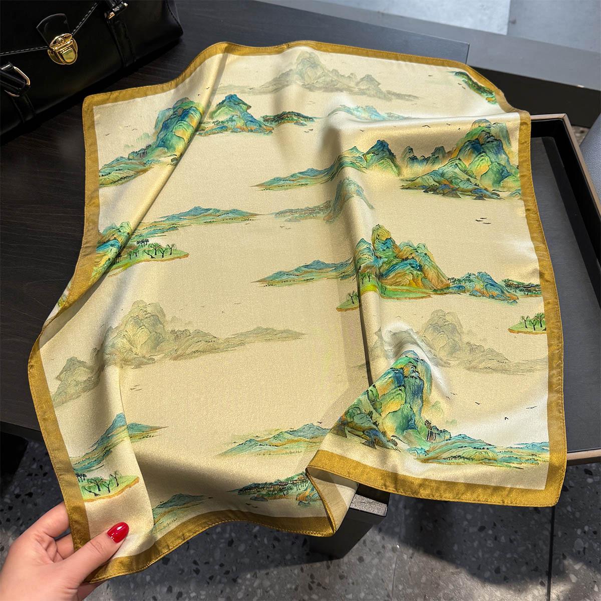 

100% Pure Silk Scarf Women Neck Hair Foulard Square Headband Scarves Bandana Fashion New Hijab Print Poncho Scarves Pashmina Real Silk 53x53cm