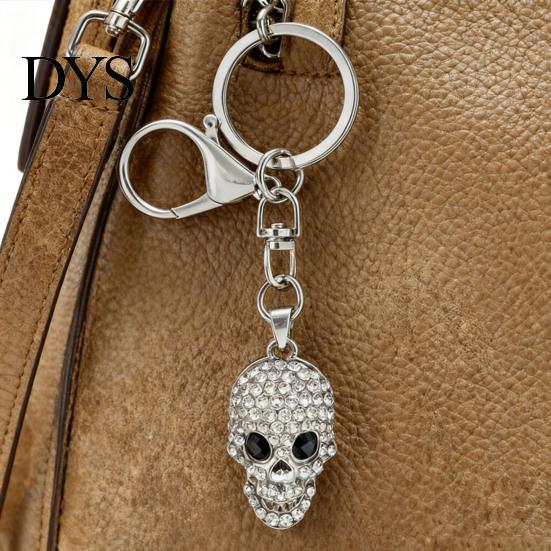 Unisex Keyring Bling Rhinestone Skull Keychain, Halloween Gothic Keychain Pendant, Handbags Backpacks Purse Charm Accessory Decorative Key Chain