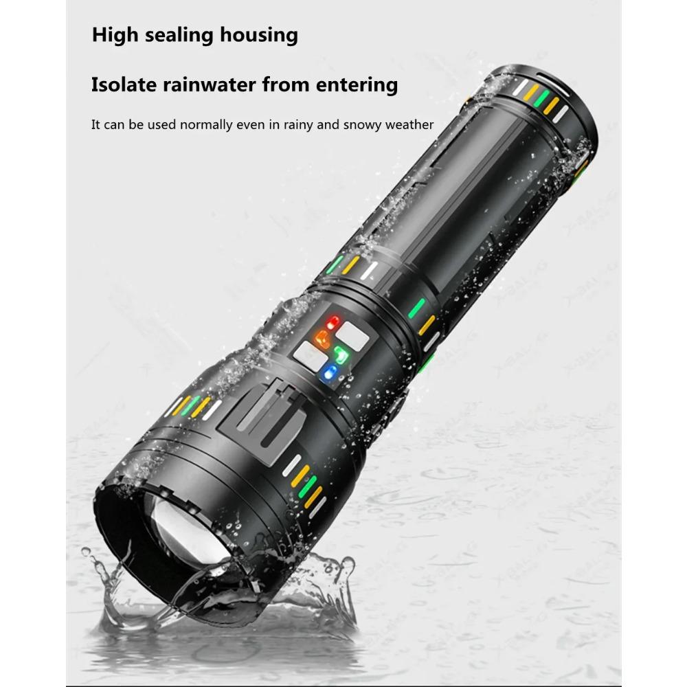 New Powerful G600/601 LED Flashlight Zoomable Spotlight with Power Display Type-c Charging Outdoor Emergency Camping Lantern