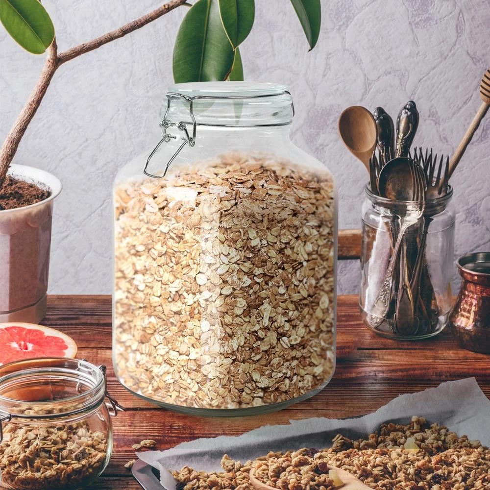 2 Pack Transparent Glass Storage Jars with Lid Wide Mouth Airtight Sealed Containers Cereal Rice Flour Coffee