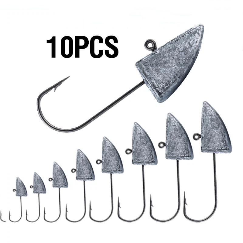 10Pcs 0.5G 1G 1.5G 2G 3G 5G 7G 10G Triangle Head Hooks For Soft Worm Lure Bait Fishing Jigging Head Hook Rigs
