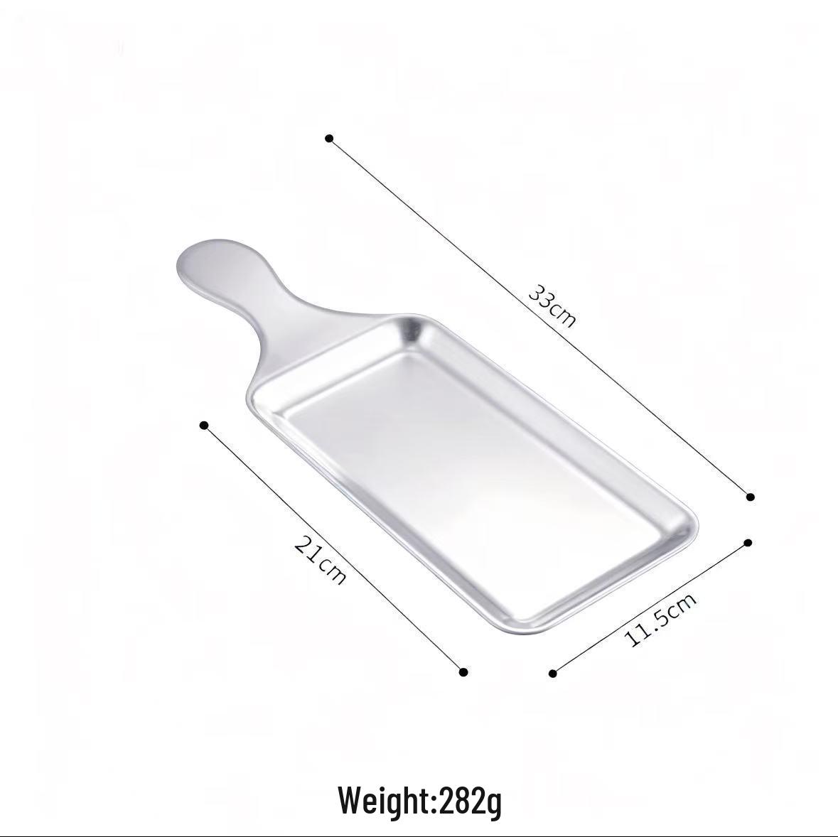 

Korean Style Stainless Steel Rectangular Plate – Golden Flat Bottom for Snacks, Dinner, or Steak