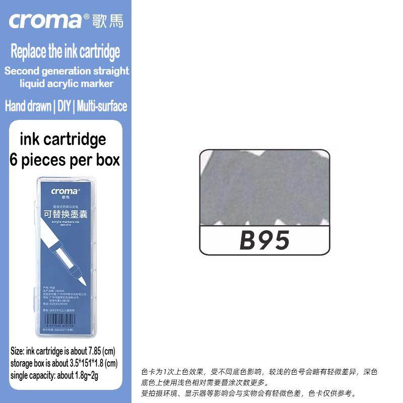 Croma 160/24 Color Replaceable Ink Refill Liquid Soft Tip Acrylic Marker Non Toxic Waterproof School Office Supplies Stationery