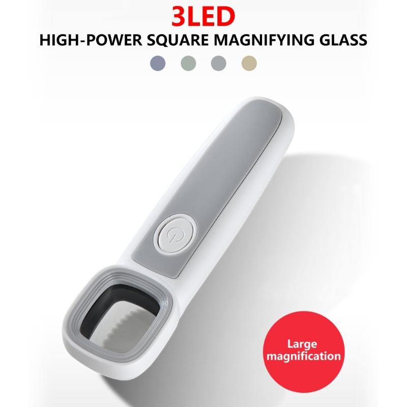 Handheld Magnifying Glass with LED High Power Lens Illuminates Reading Magnifier with 3 LEDs for Senior & Hobbyists