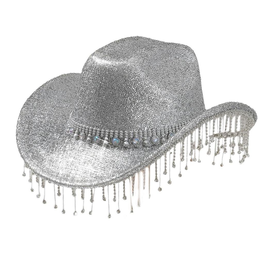 Eye-catching Crystal Cowboy Hats Bride Hat Panama Hat for Bachelorette Party Cowboy Hats for Club Stage Shows