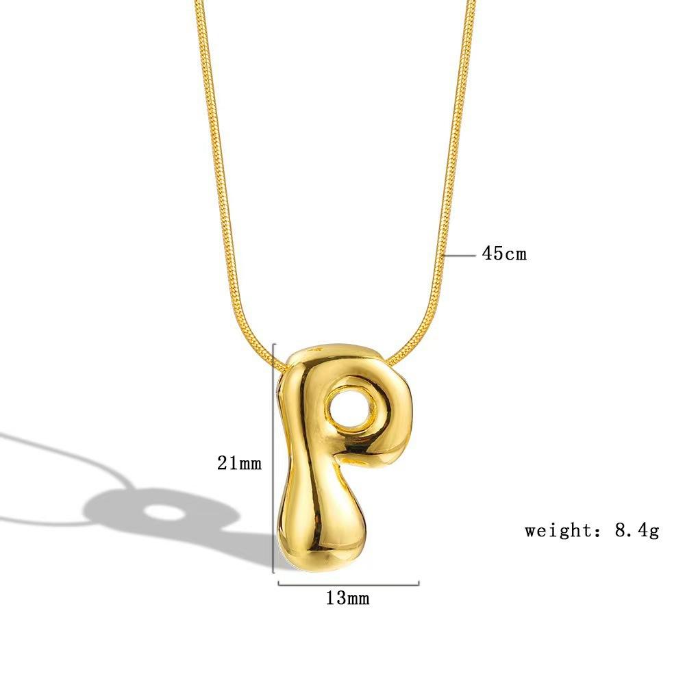 [9.30% off from 10 pieces] Balloon bubble chubby 26-letter necklace bare body simple pendant